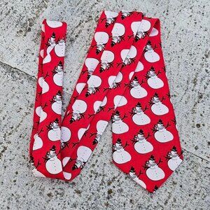 This is Disguise Men Tie SNOW MAN Necktie Red/White Tie Classic Tie